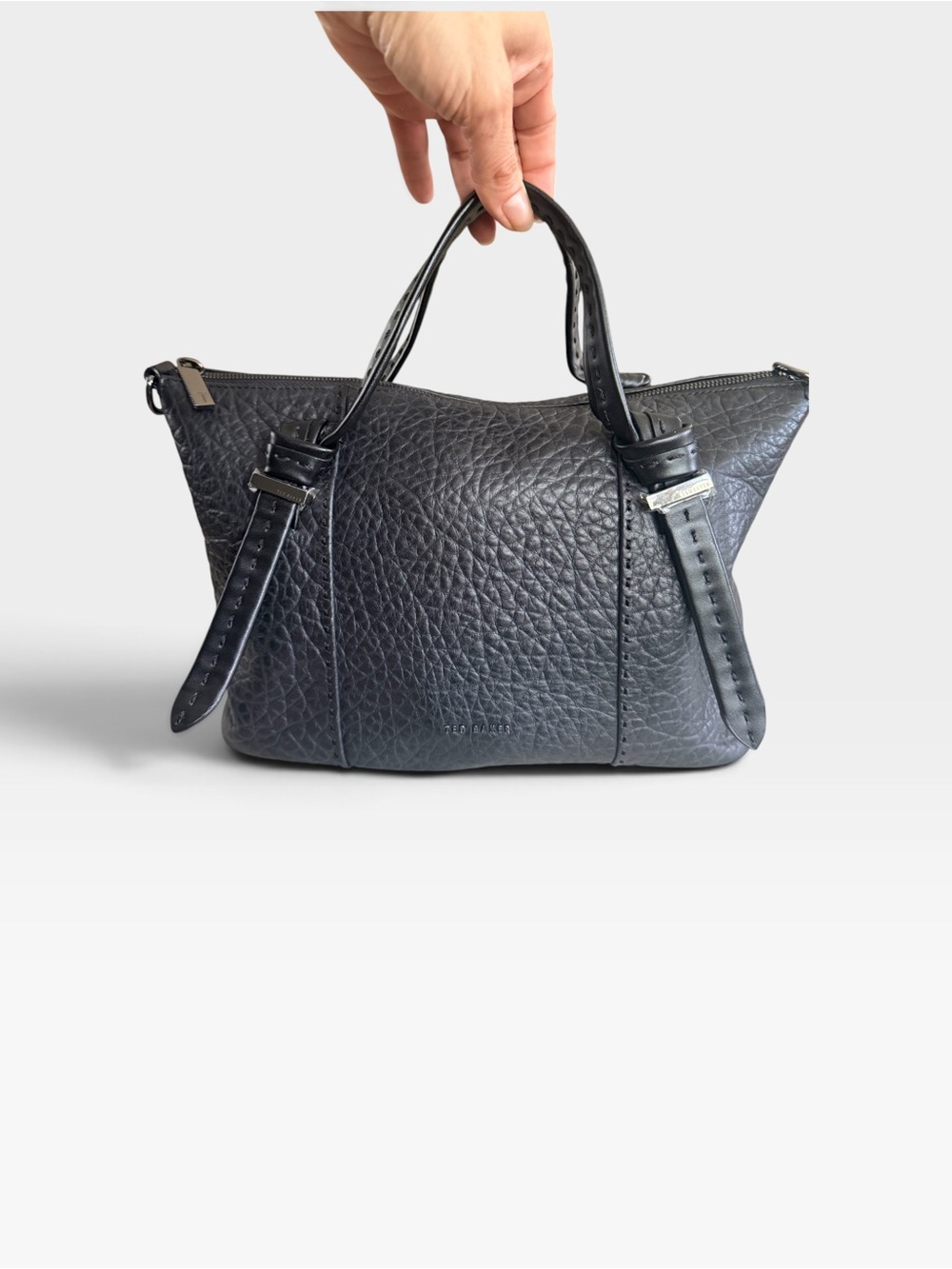 Ted Baker Black Textured Leather Top-Handle Bag